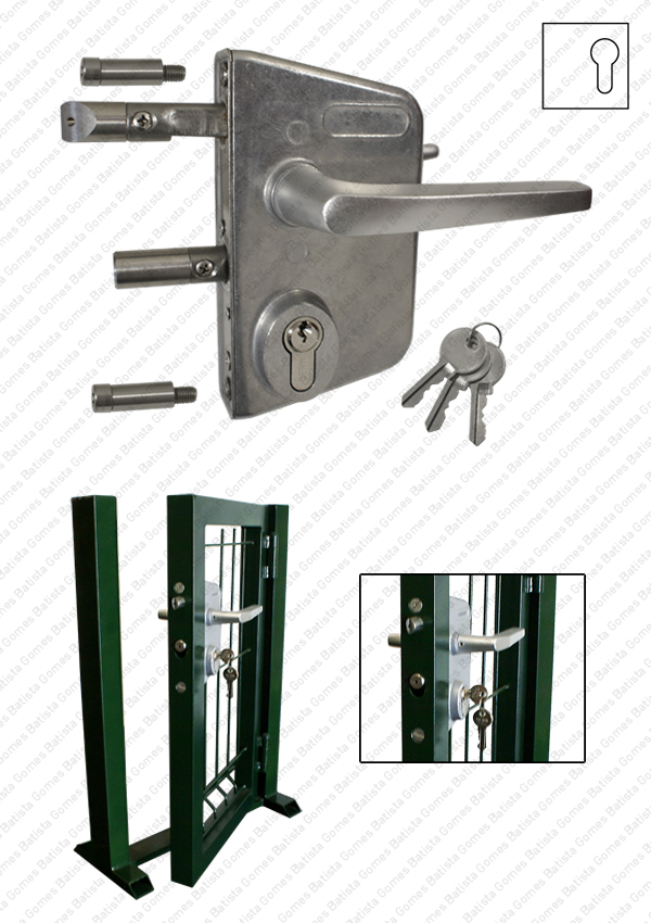 Fechadura com trinco e l�ngua regul�veis - Inoxid�vel